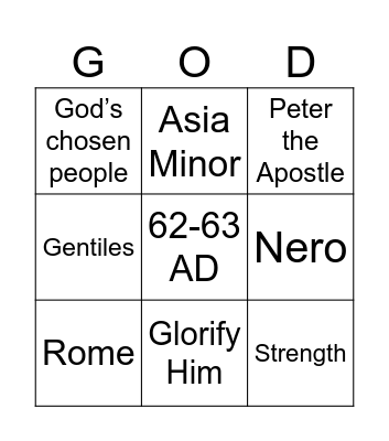 1 Peter Bingo Card