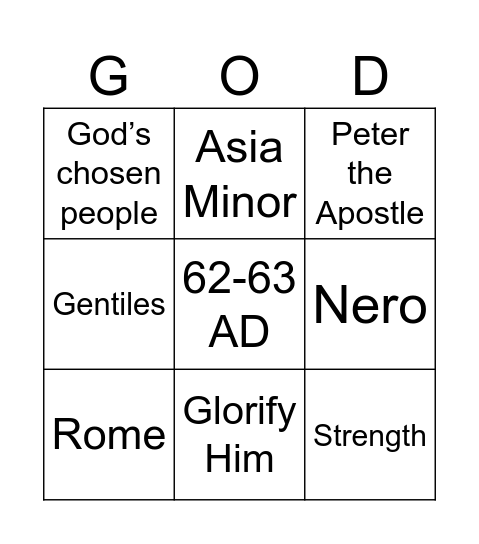 1 Peter Bingo Card