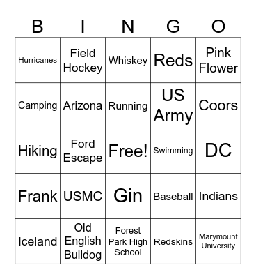 Leah's Bridal Bingo Card