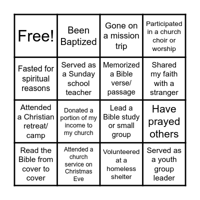 WM Formal Night Bingo Card