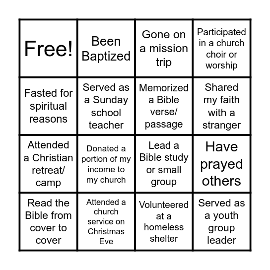 WM Formal Night Bingo Card