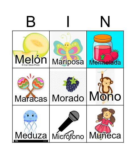 Letra M Bingo Card