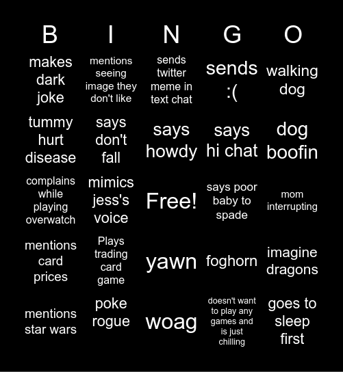 Dax Bingo Card