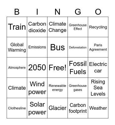 Climate Change Bingo Card