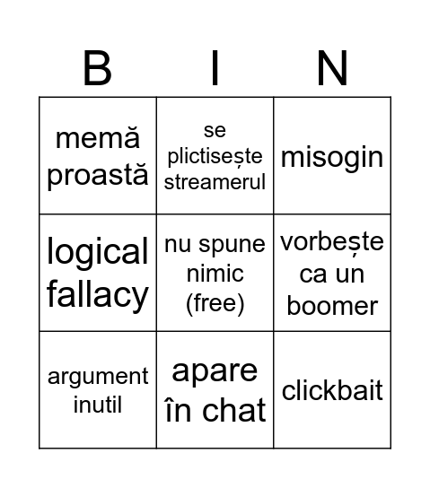 bingo pleiăr Bingo Card
