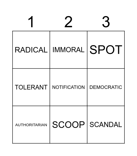 ENGLISH CLASS BINGO Card