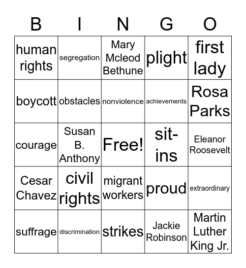 Fighting for a Cause Bingo Card