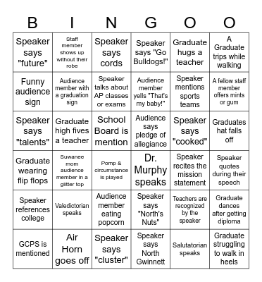 Graduation Bingo Card