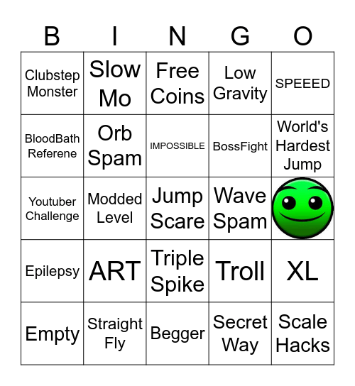 Geometry Dash Recent Tab Bingo Card