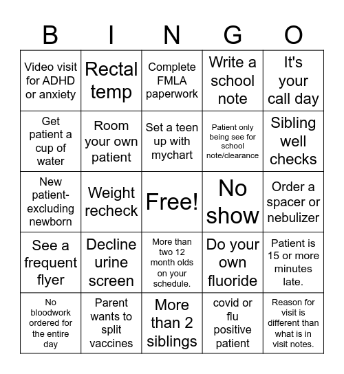Doctor Bingo 2024 Bingo Card