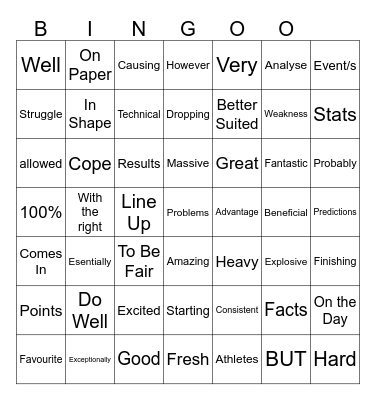 Big Loz Official Bingo Card