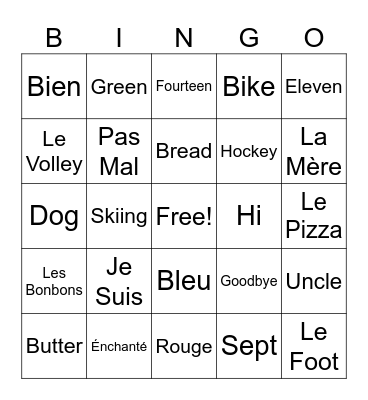 Français Review Bingo Card
