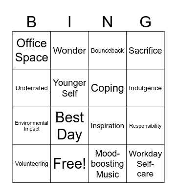 Mental Health and Earth Awareness Bingo Card