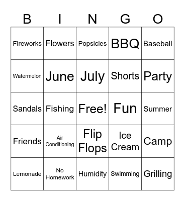 End of Year BINGO Card