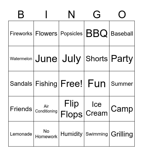 End of Year BINGO Card