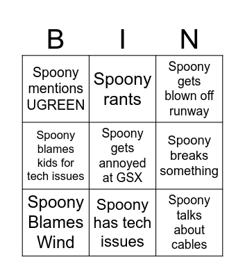 Spoony Bingo Card