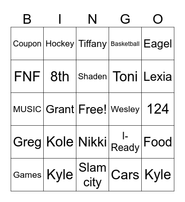 Classroom Tings Bingo Card