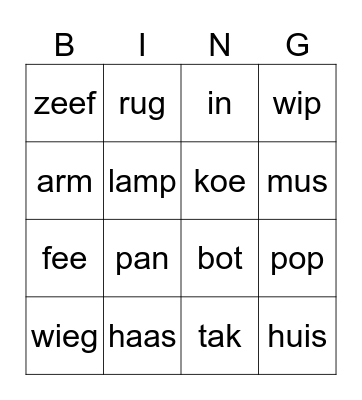 woordenbingo Card