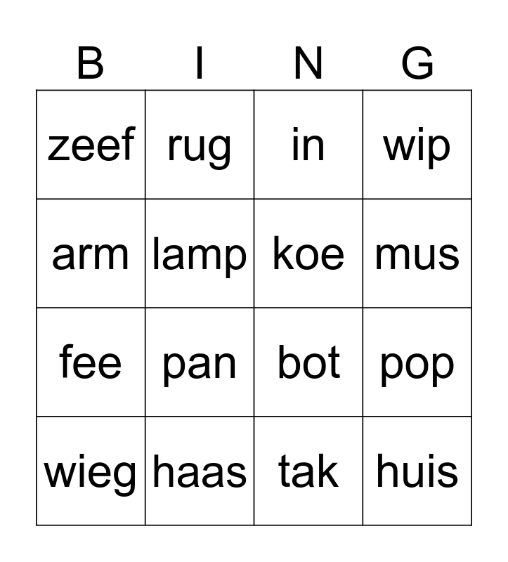 woordenbingo Card