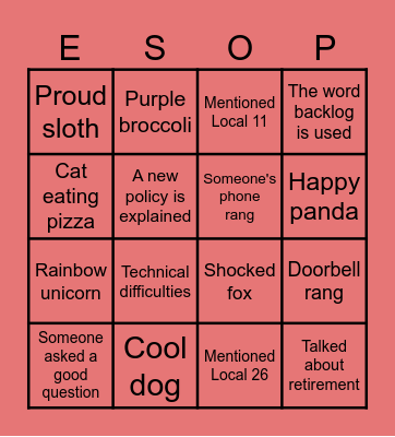 Q1 COMPANY MEETING - ESOP BINGO Card