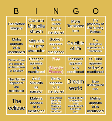 Elden Ring: SOTE story trailer bingo (by Eirenare) Bingo Card