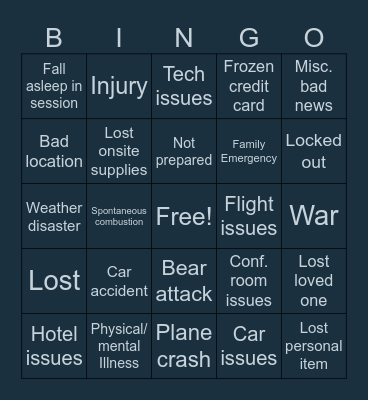 Cursed Onsite Bingo Card