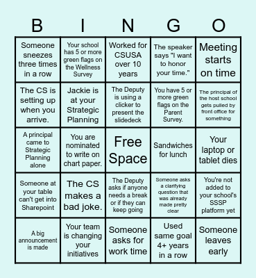 24-25 Strategic Planning BINGO Card