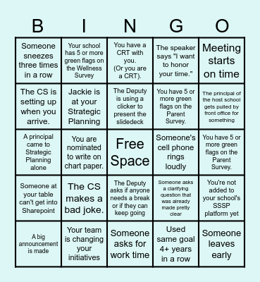 24-25 Strategic Planning BINGO Card