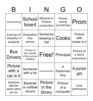 TV Yearbook Bingo Card