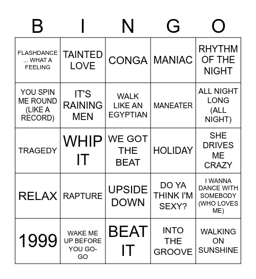 REMEMBER THE 80'S Bingo Card