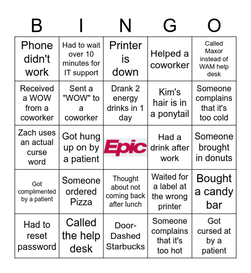 Go-Live Bingo! Bingo Card