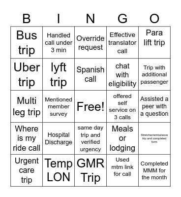 CCR Bingo Card