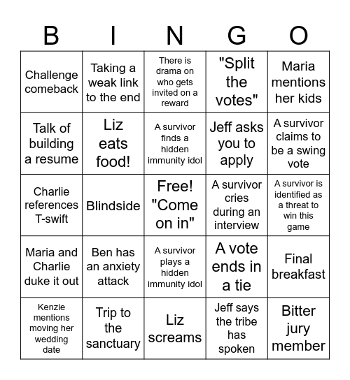 Survivor 46 Finale Bingo! Bingo Card