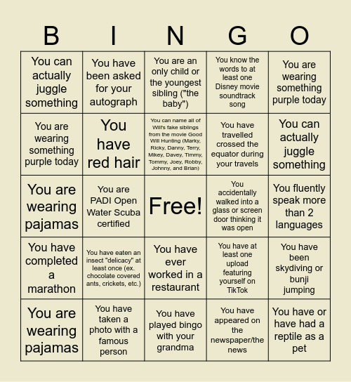 Not Your Grandm'a Bingo!! Bingo Card