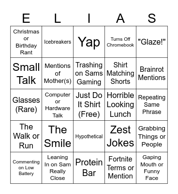 Elias Bingo Card