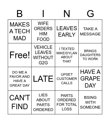 PARKER Bingo Card
