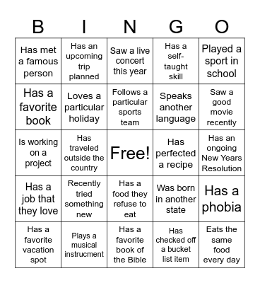 People Bingo + Bingo Card