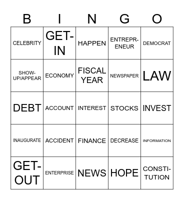 Unit 8: Topic 1-2 Bingo Card