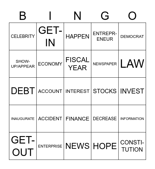 Unit 8: Topic 1-2 Bingo Card
