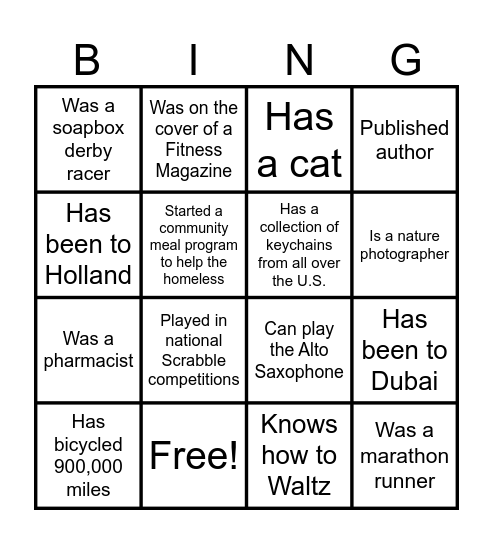 Gues Who Bingo Card