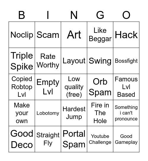 Recent Tab Bingo Card