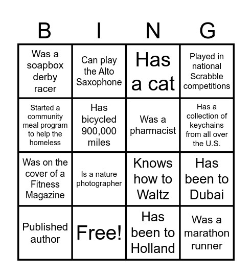 Gues Who Bingo Card