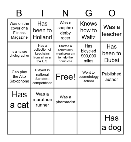 Guess Who Bingo Card