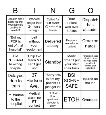 🚑 EMS Bingo 🚑 Bingo Card