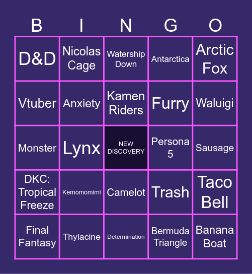 Infinite Craft - Foxxo words! Bingo Card