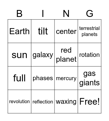 Space Bingo Card