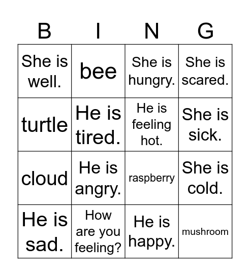 ni ba ki na ge Bingo Card