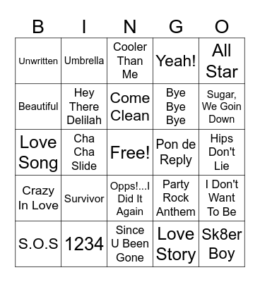 2000's Bingo Card