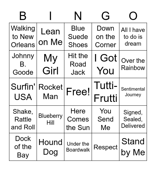 Music bingo Card