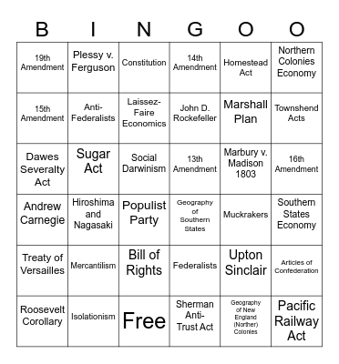 EOC Review Bingo Card